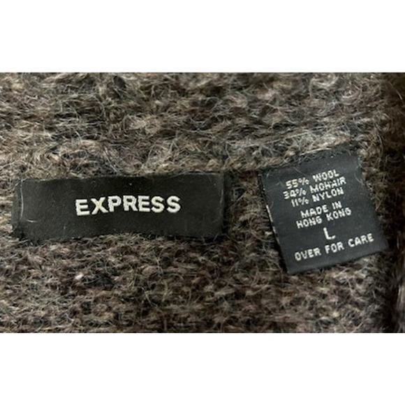 Express Wool Mohair Blend Gray Cardigan Sweater Shawl Collar Long Sleeve Size L - Picture 3 of 11